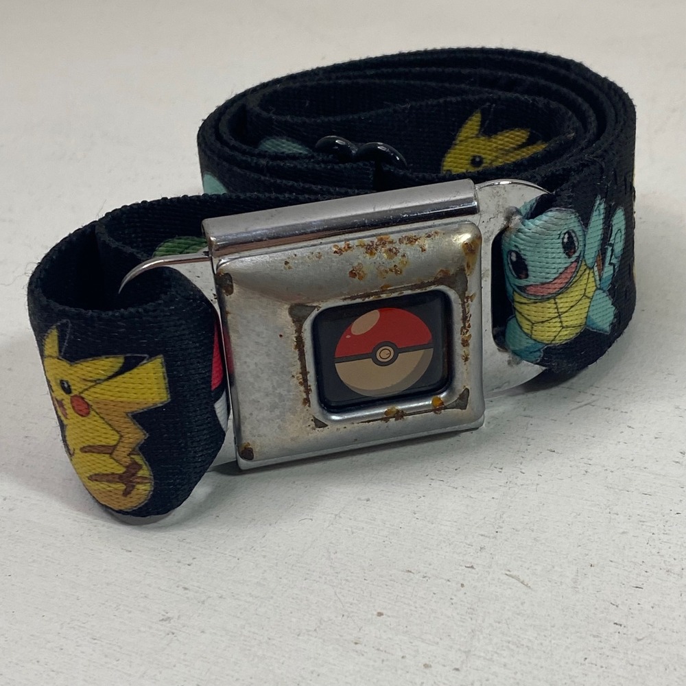 Buckle-Down Pokemon Belt Seatbelt Pokeball Pikachu Y2K 27"-45" Adjustable